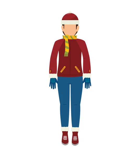 Hombre dibujos animados ropa de invierno — Vector de stock