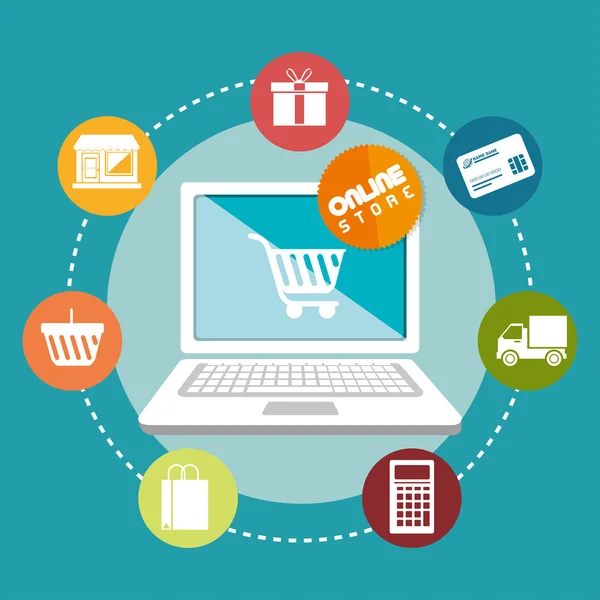 Web shopping e-commerce icona online — Vettoriale Stock