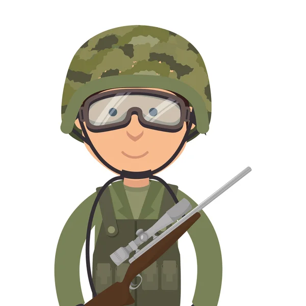 Militaire soldat dessin animé — Image vectorielle