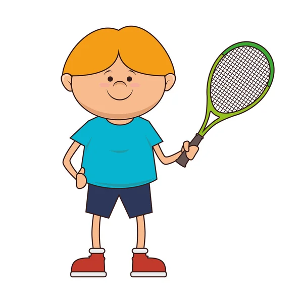 少年キッド テニス プレーヤー スポーツ — ストックベクタ
