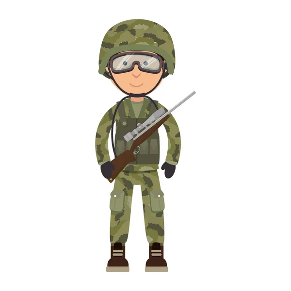Katonai katona rajzfilm — Stock Vector
