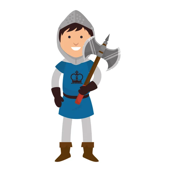 Uomo medievale guerriero cartone animato — Vettoriale Stock