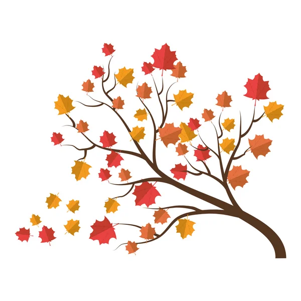 Tree autumn dry leaves — Stock Vector