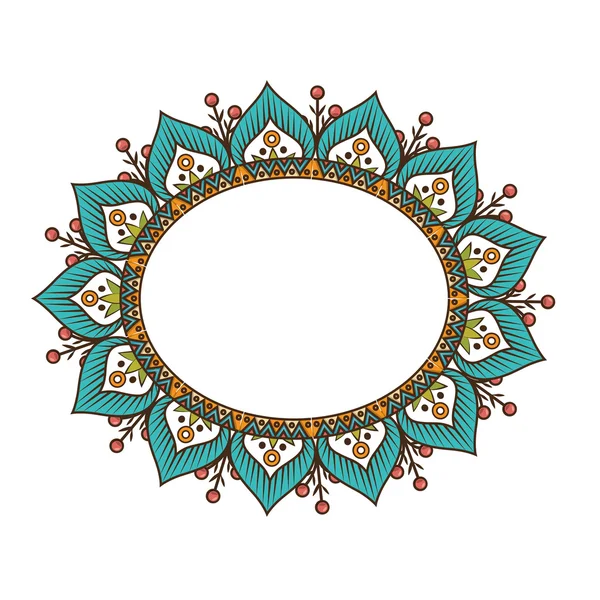 Cornice mandala bohemien decorazione etnica — Vettoriale Stock