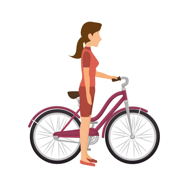Ciclista mujer bicicleta — Vector de stock