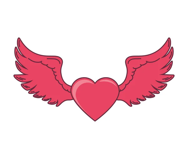 Roze hart vleugels liefde — Stockvector