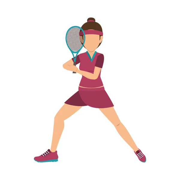 Flicka spela tennis sport — Stock vektor