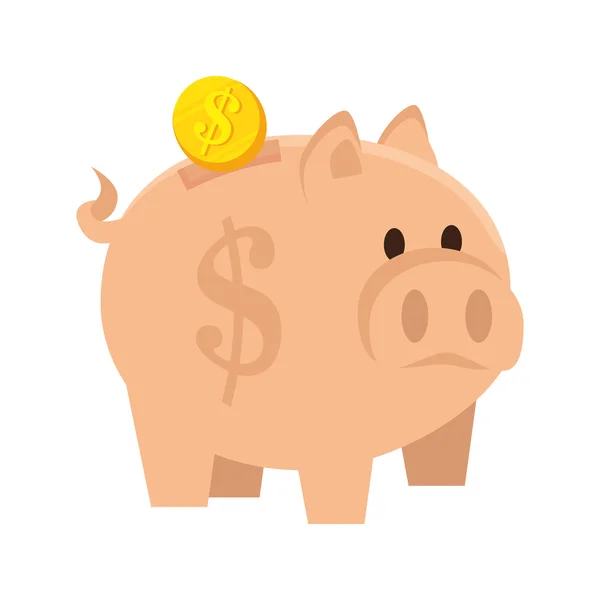 Piggy moneybox munt — Stockvector