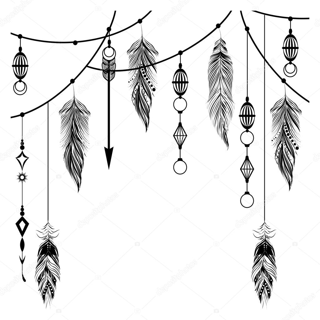 Download boho feather and arrows decoration — Stock Vector ...