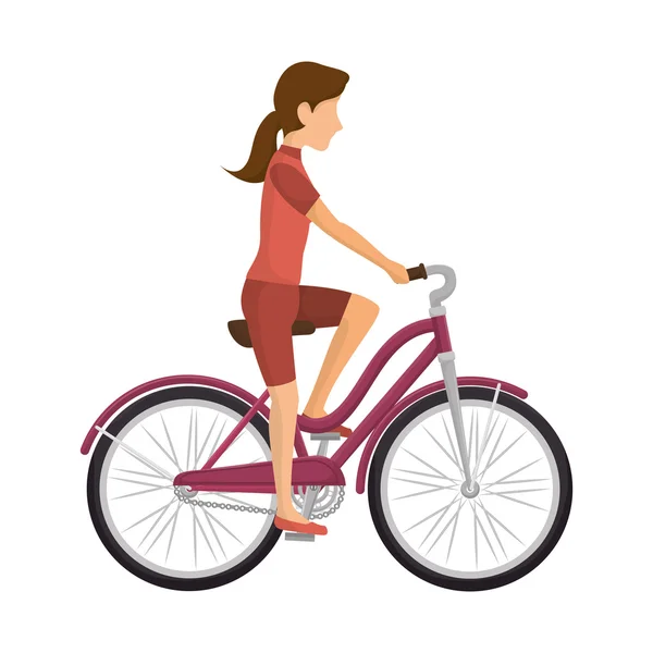 Cyclist woman riding bicycle — Stock Vector