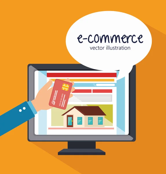 Ecommerce de compras na web ícone on-line — Vetor de Stock