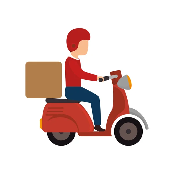 Homem de entrega passeio scooter — Vetor de Stock