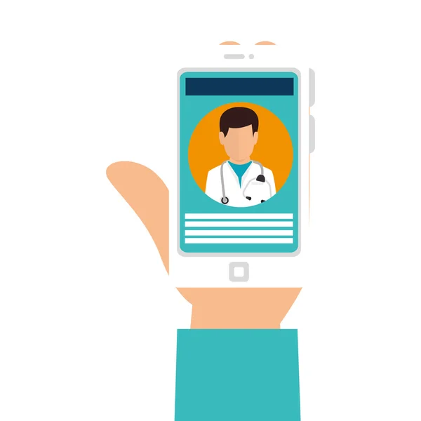 Ręka trzyma smartphone aplikacji medycznych — Wektor stockowy