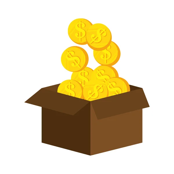 Pudełko z monet pieniędzy — Wektor stockowy