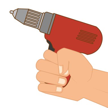 Bir matkap tutan el.