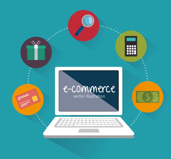 Web-Shopping E-Commerce Online-Symbol — Stockvektor