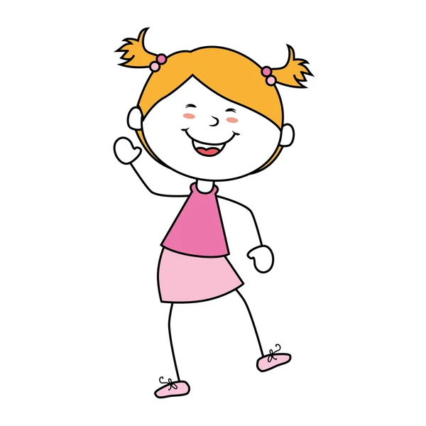 Meisje cartoon kind gelukkig geïsoleerde ontwerp — Stockvector