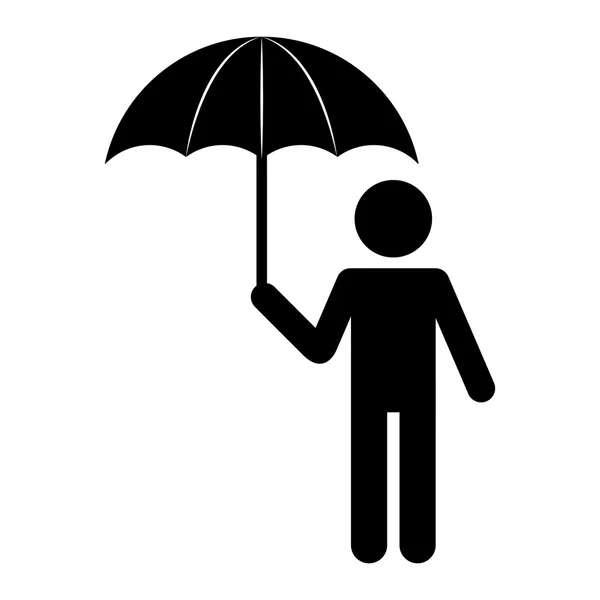 Silhouette personne parapluie debout design — Image vectorielle