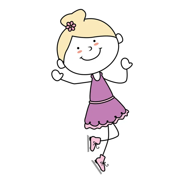 소녀 만화 아이 행복 고립 된 디자인 — 스톡 벡터