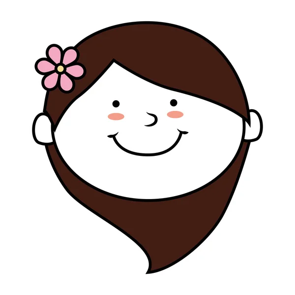 Gesicht Mädchen Lächeln isoliert Ikone Design — Stockvektor