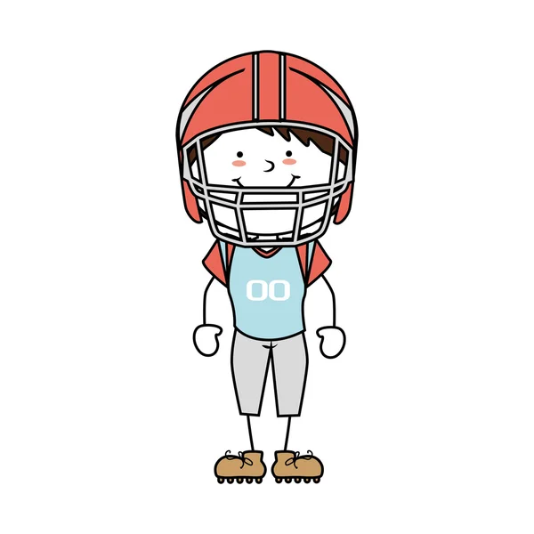 Junge Cartoon Helm American Football isoliert — Stockvektor