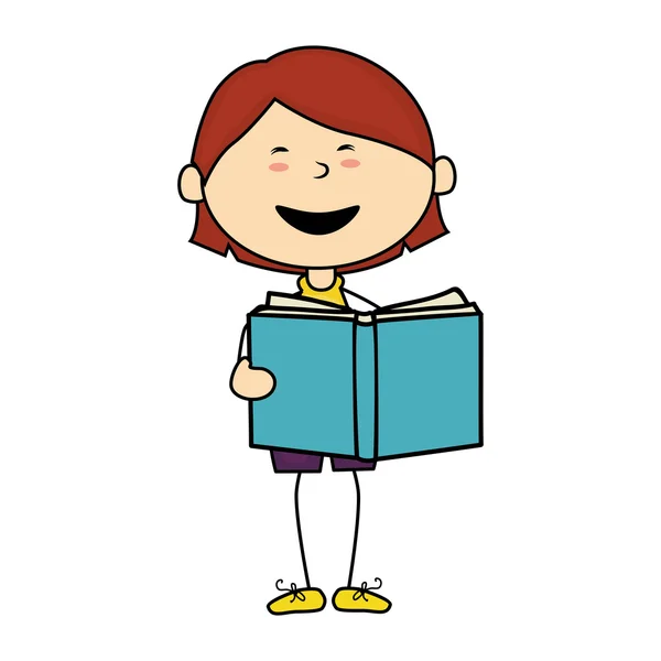 Niño libro de dibujos animados feliz diseño aislado — Vector de stock