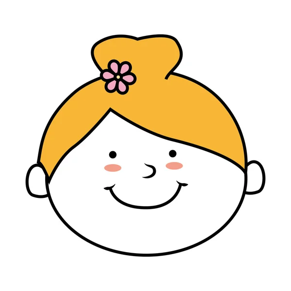 Cara chica sonrisa aislado icono de diseño — Vector de stock