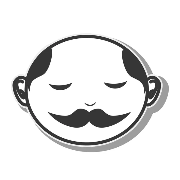 Gesicht Mann Schnurrbart Glatze — Stockvektor