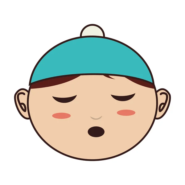 Rosto chapéu de bebê olhos fechados — Vetor de Stock