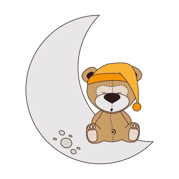 Orso luna sonno design isolato — Vettoriale Stock