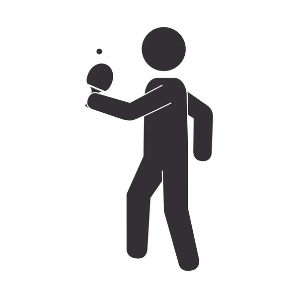 Slihouette joueur ping pong — Image vectorielle