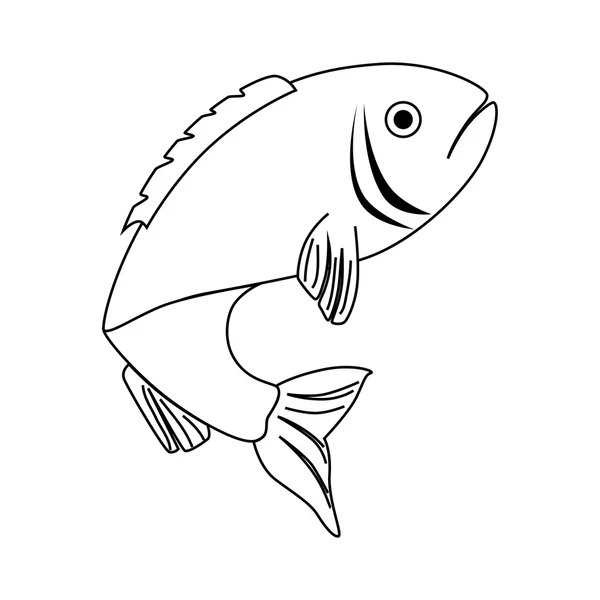 Pescado mar fauna alimento icono aislado — Vector de stock