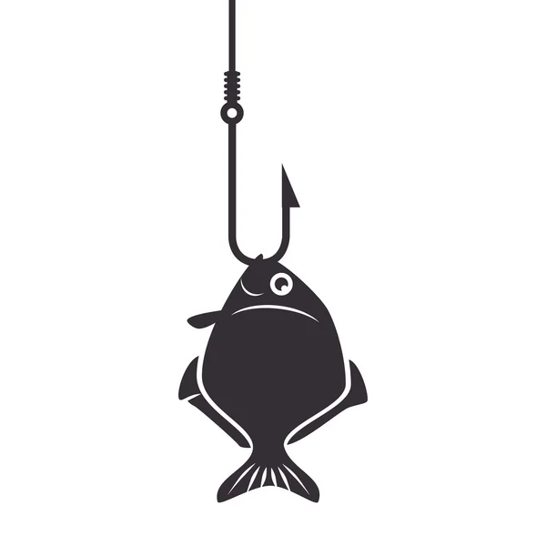 Rybí ikona rybářský háček, samostatný — Stockový vektor
