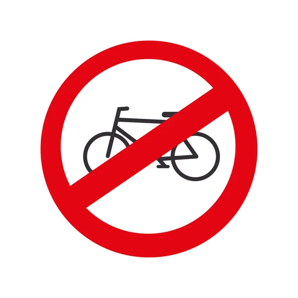 Bicicleta de tráfico carretera prohibida aislada — Vector de stock