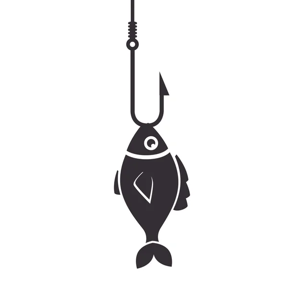 Rybí ikona rybářský háček, samostatný — Stockový vektor