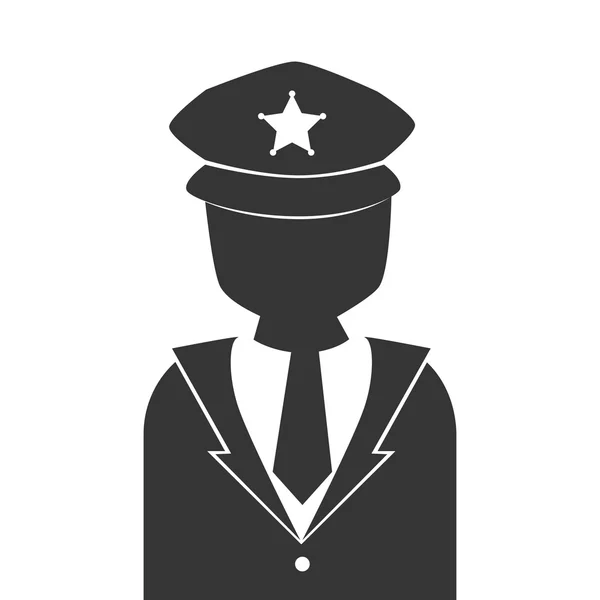 Silueta hombre policía vigilante aislado — Vector de stock