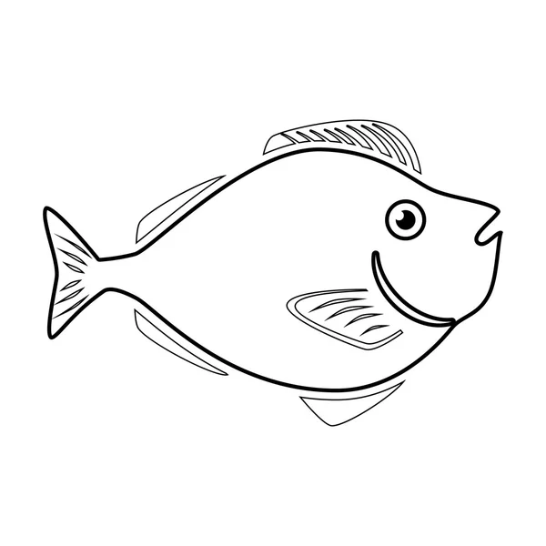 Pescado mar fauna alimento icono aislado — Vector de stock