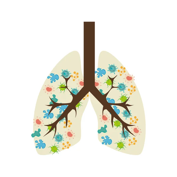 Enfermedad por virus bacteriano pulmonar aislada — Archivo Imágenes Vectoriales