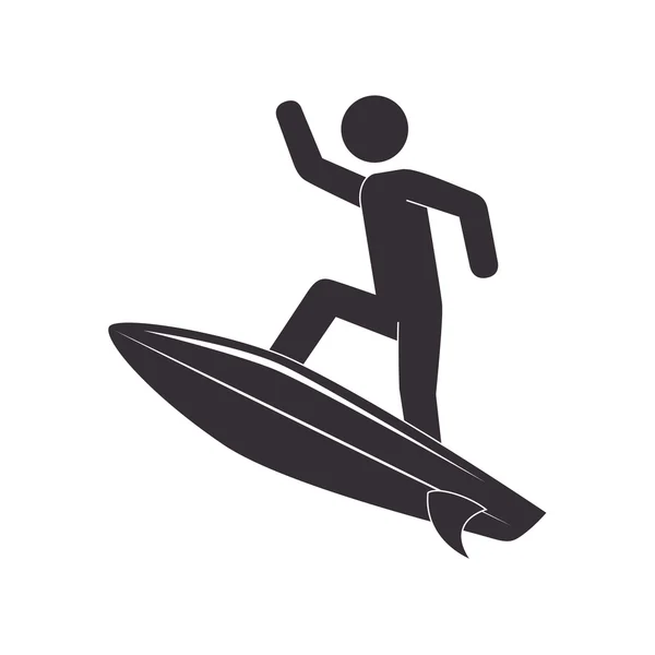 Silueta surfista surf tabla deporte — Archivo Imágenes Vectoriales