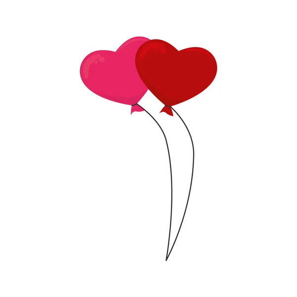 Balões coração amor isolado — Vetor de Stock
