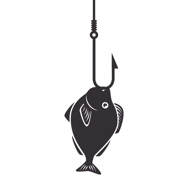 Icona del pesce amo da pesca isolato — Vettoriale Stock