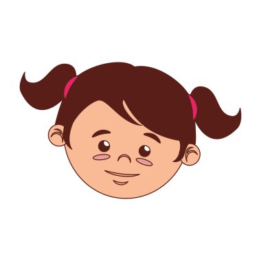 izole kız yüz karikatür kuyruk saç modeli