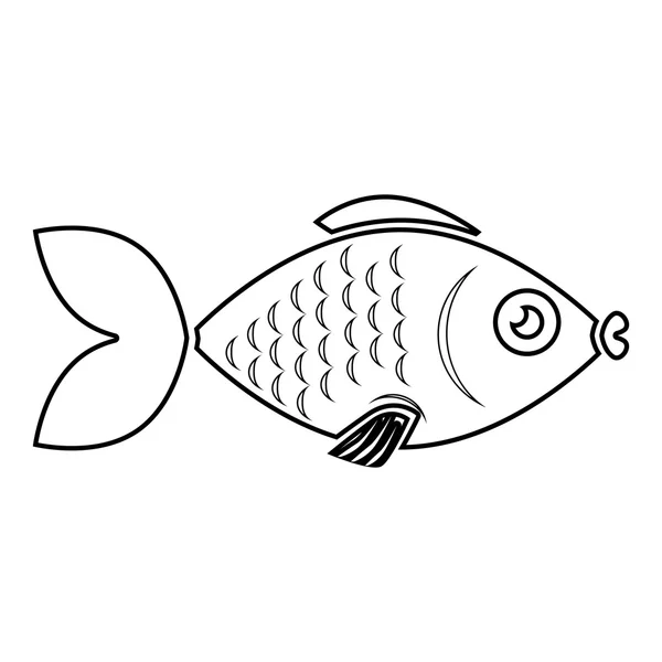 Pescado mar fauna alimento icono aislado — Vector de stock