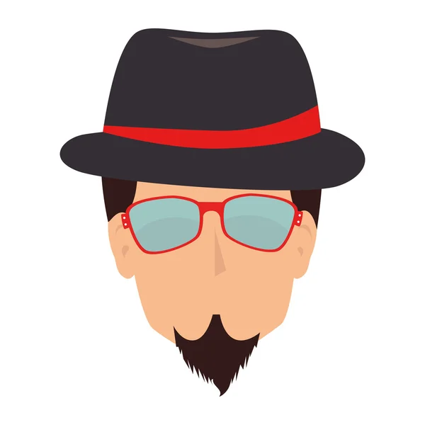 Homem chapéu hipster bigode isolado —  Vetores de Stock