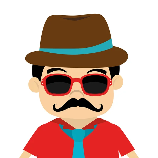 Man hipster hat moustache isolated — Stock Vector