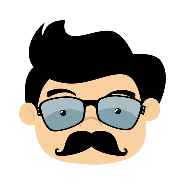 Homem chapéu hipster bigode isolado — Vetor de Stock