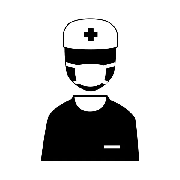 Silueta icono personal servicio médico aislado — Vector de stock