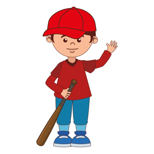 Boy cartoon baseball bat isolated — Stock Vector