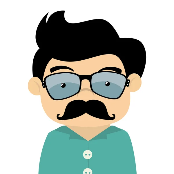 Homme chapeau hipster moustache isolé — Image vectorielle