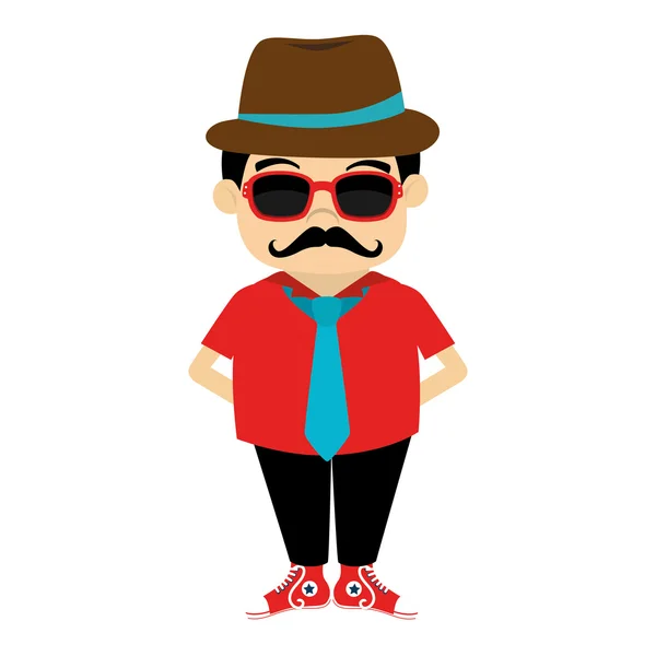 Man hipster hat moustache isolated — Stock Vector